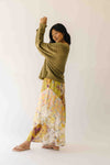The Kimberlin Mixed Print Midi Skirt in Citron Mix