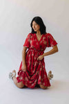 The Tressa Embroidered Detail Midi Dress in Red