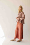 The Allona Ruffle Hem Button-Up Blouse in Mauve