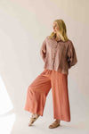 The Allona Ruffle Hem Button-Up Blouse in Mauve