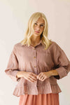 The Allona Ruffle Hem Button-Up Blouse in Mauve
