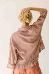 The Allona Ruffle Hem Button-Up Blouse in Mauve