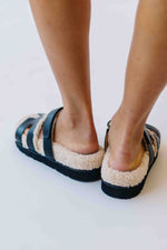 The Alpine Faux Shearling Sandal in Black