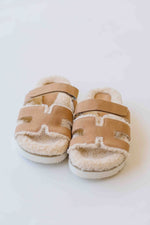 The Alpine Faux Shearling Sandal in Camel