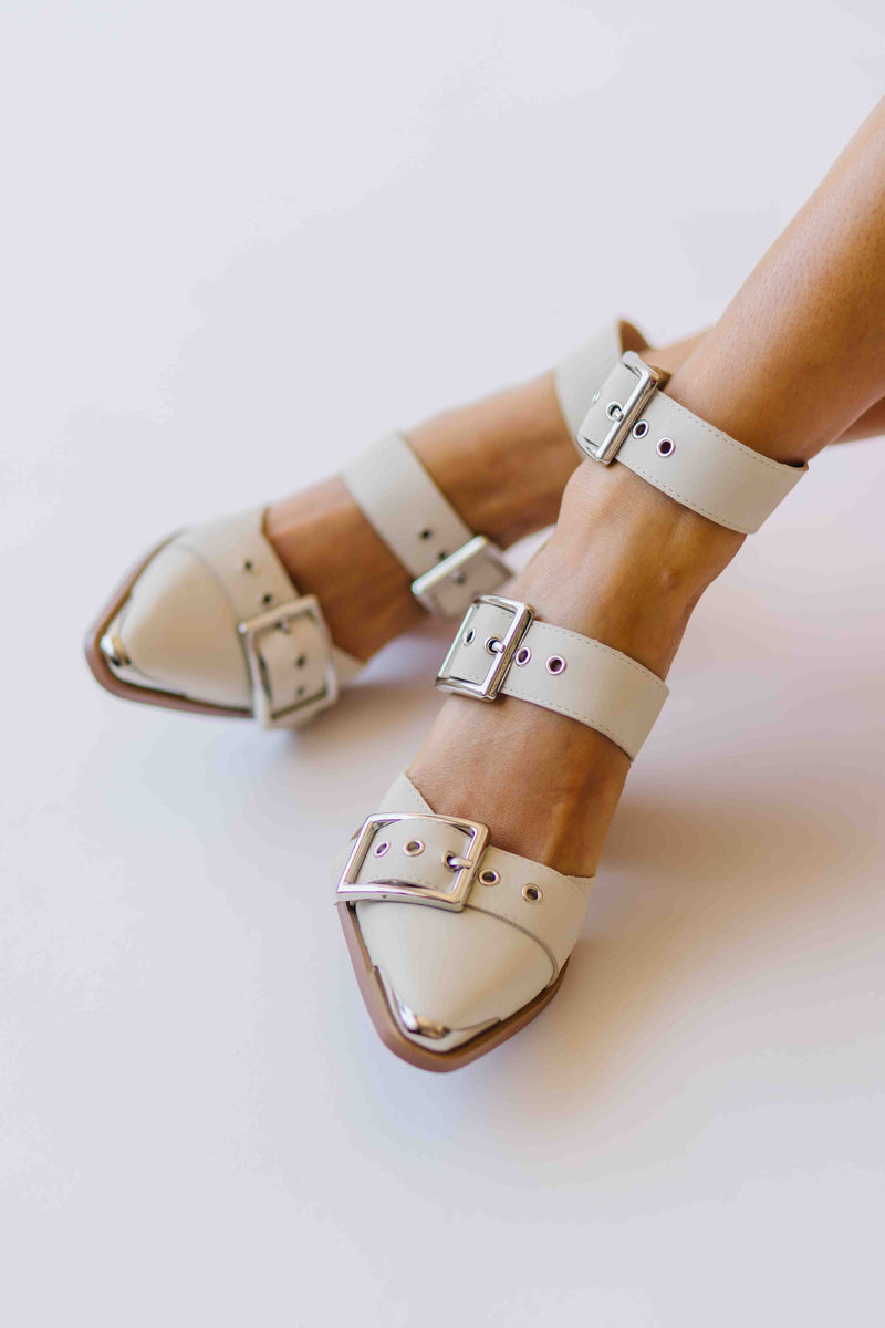 The Souza Strappy Pointed Heel in White