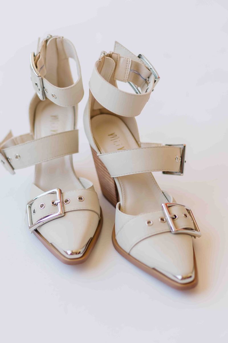The Souza Strappy Pointed Heel in White