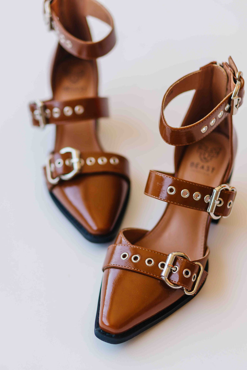 The Kimmie Cut Out Block Heel in Camel
