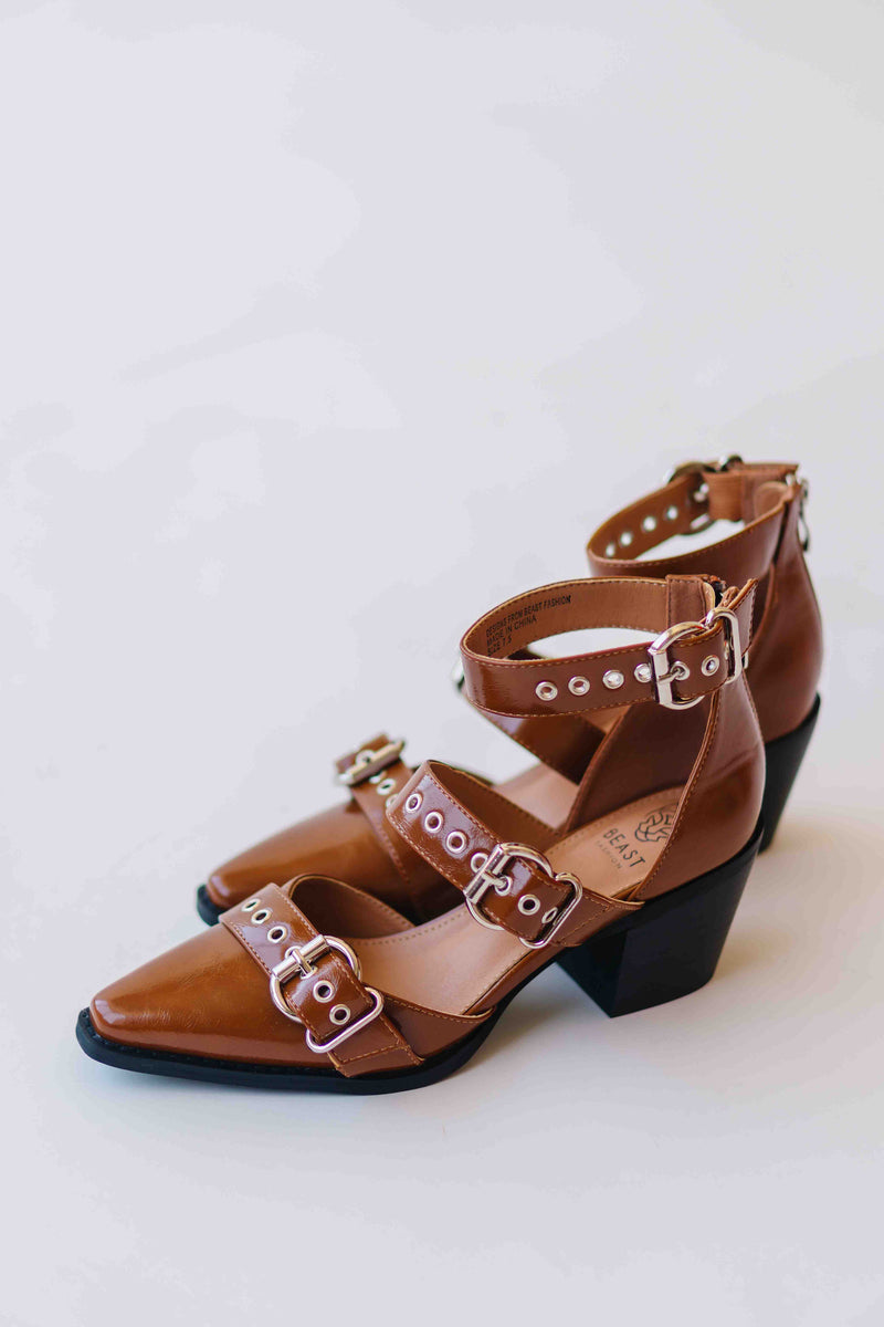 The Kimmie Cut Out Block Heel in Camel