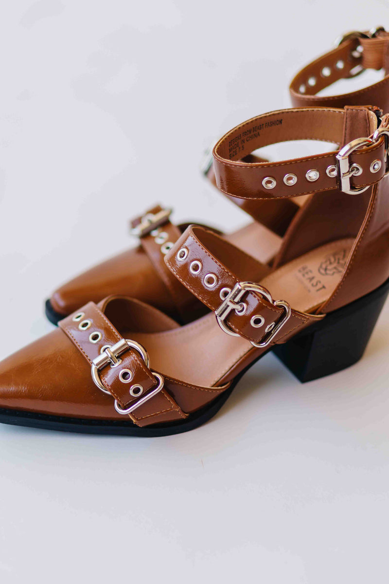 The Kimmie Cut Out Block Heel in Camel