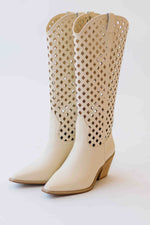 The Renwick Cut-Out Western Boot in Off White