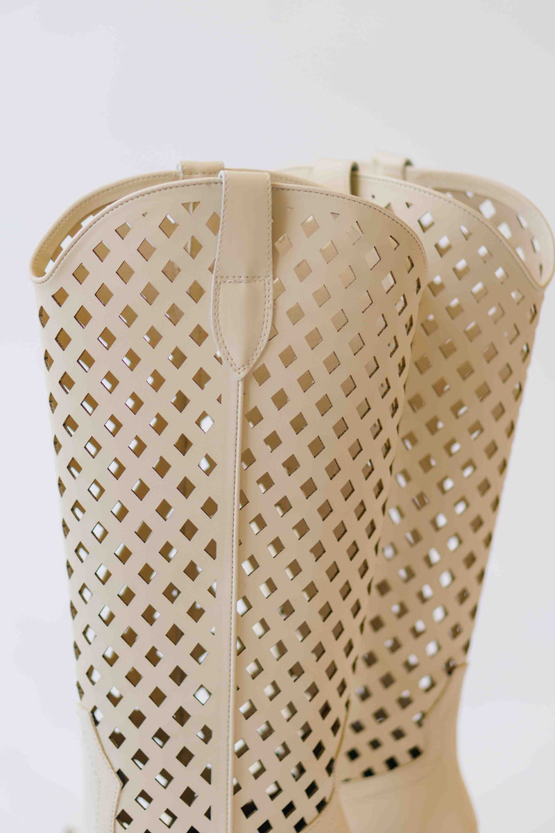 The Renwick Cut-Out Western Boot in Off White