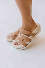 The Alpine Faux Shearling Sandal in Camel