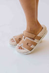 The Alpine Faux Shearling Sandal in Camel