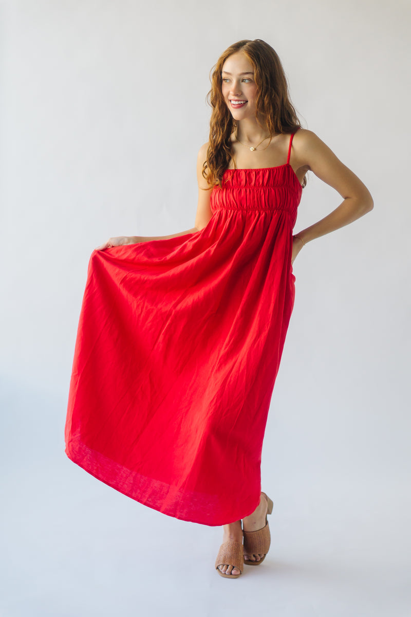 The Pisano Tank Maxi Dress in Cherry Red