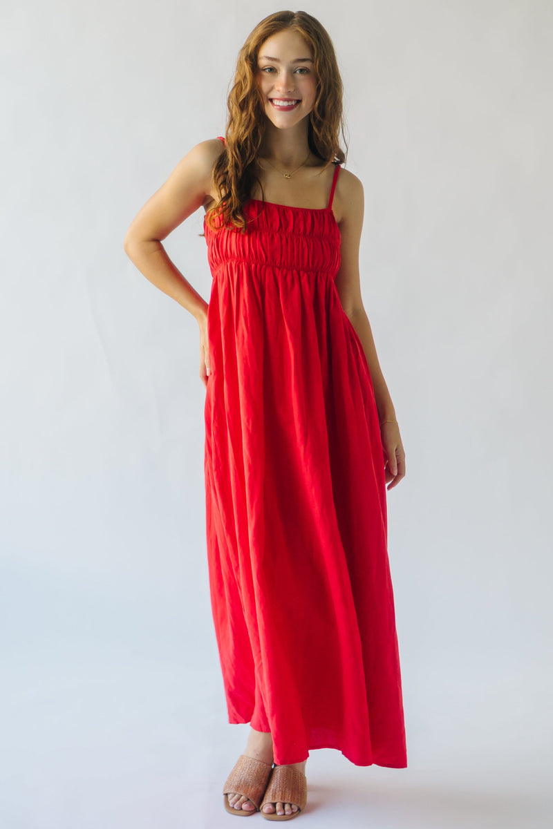 The Pisano Tank Maxi Dress in Cherry Red