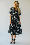 The Lavorata Floral Midi Dress in Black