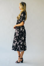 The Lavorata Floral Midi Dress in Black