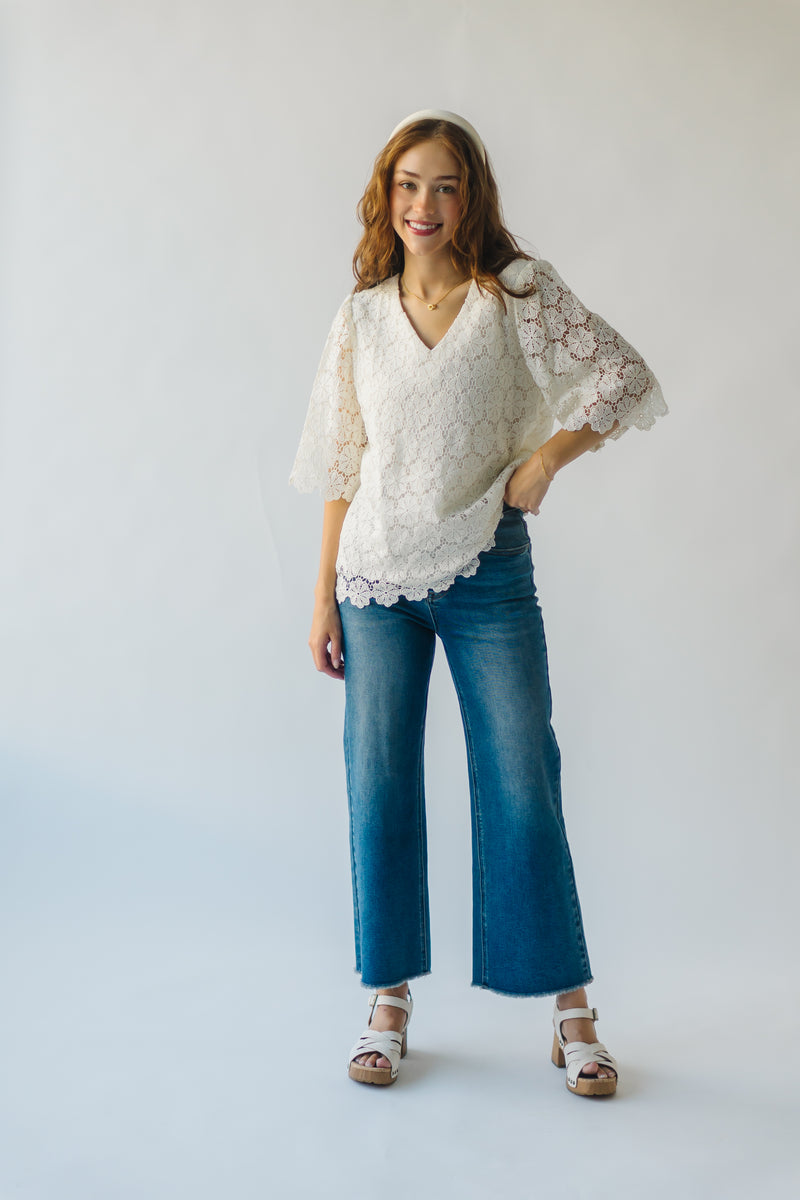 The Passey Crochet Blouse in Oatmeal