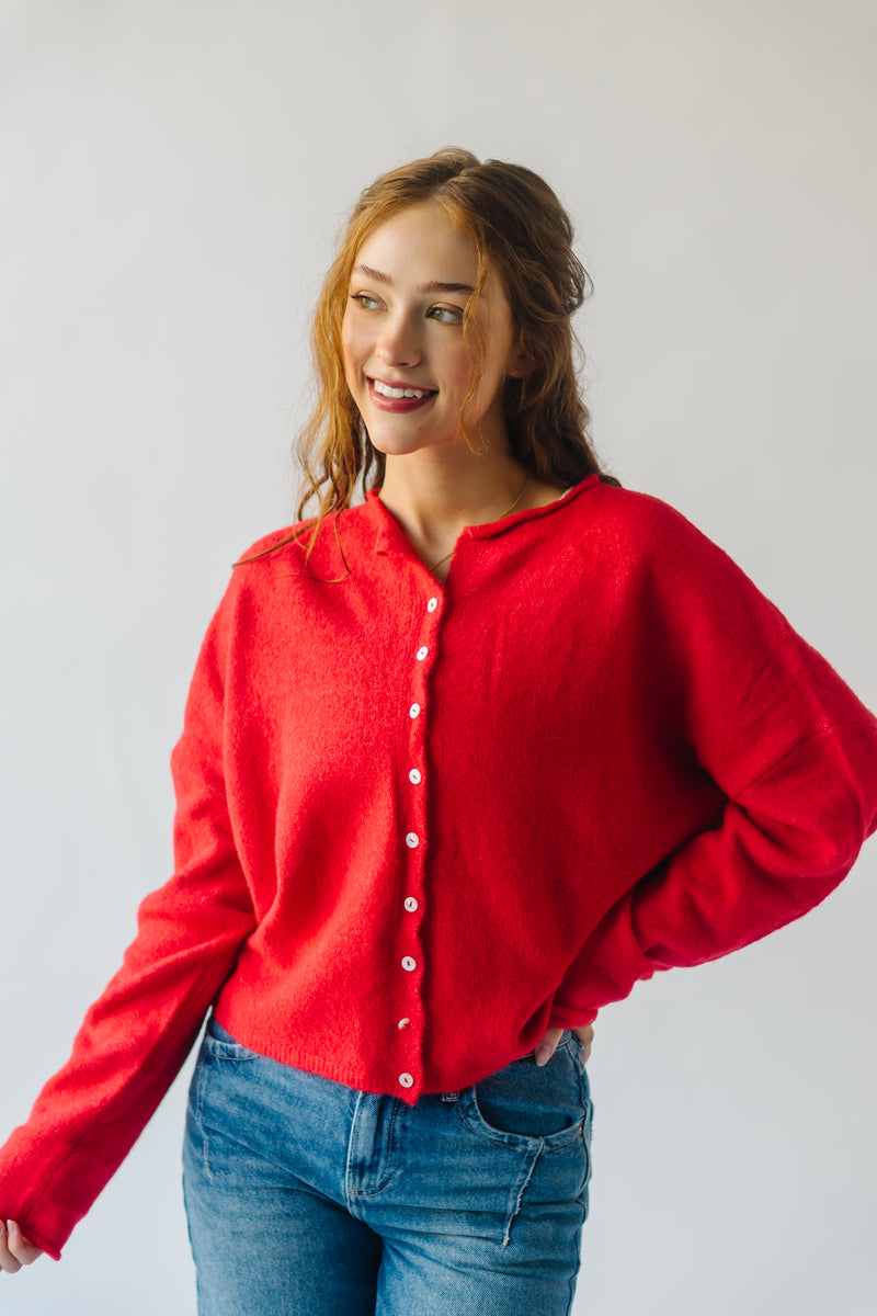 The Riggs Button-Down Sweater in Red