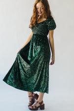 The Velten Smocked Detail Maxi Dress in Hunter Green