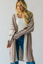 The Pardue Striped Cardigan in Cream + Mocha