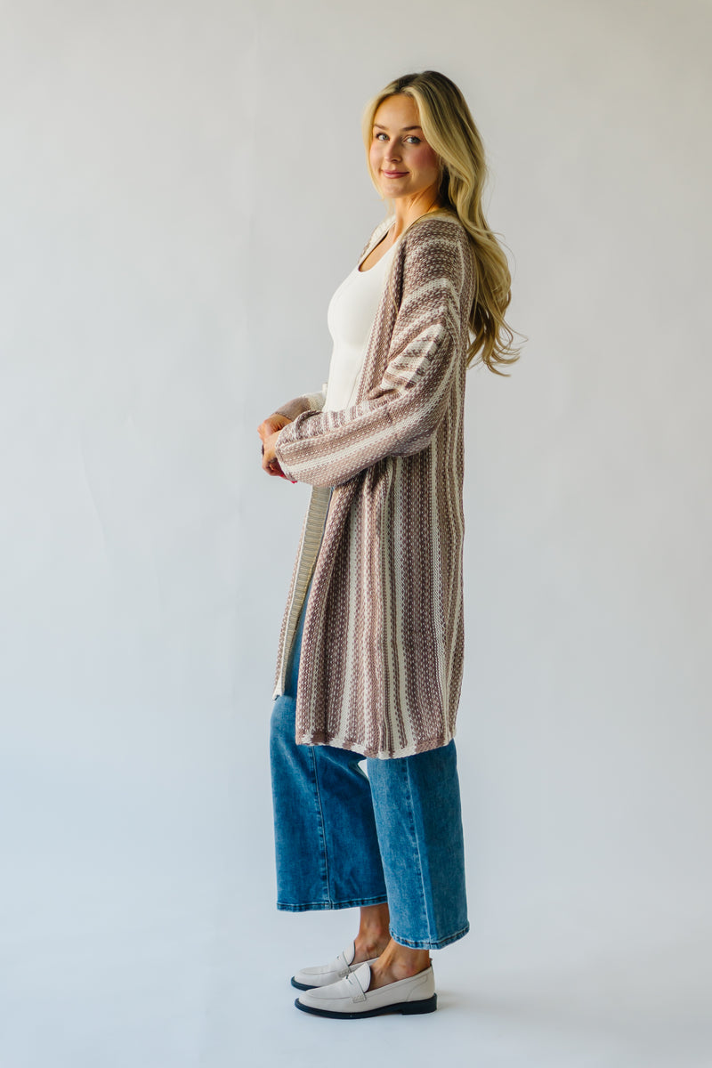 The Pardue Striped Cardigan in Cream + Mocha