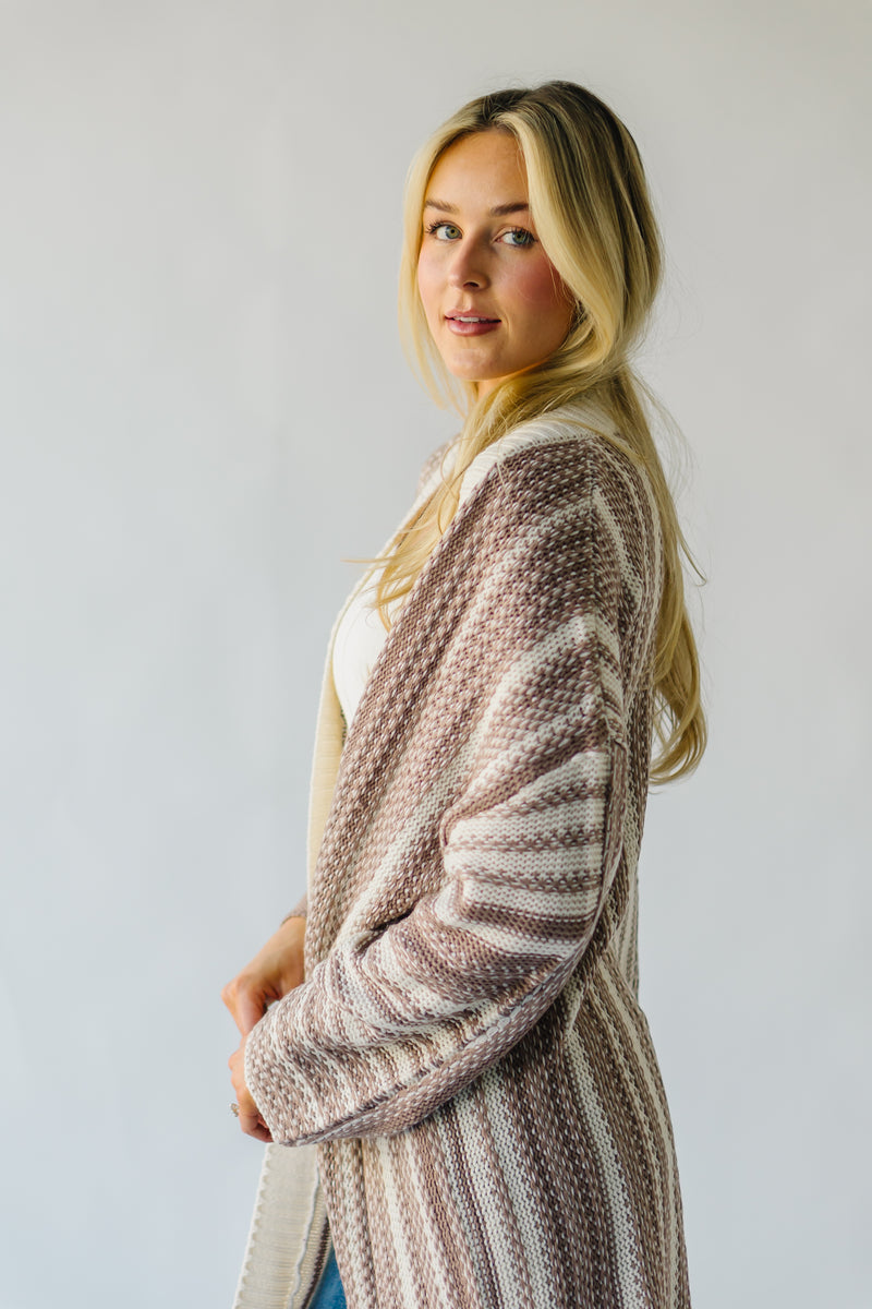 The Pardue Striped Cardigan in Cream + Mocha