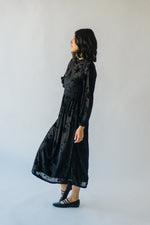 The Hurst Burnout Velvet Midi Dress in Black