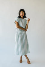 The Eudora Midi Skirt in Sage Stripe