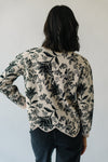 The Marty Scalloped Sweater in Taupe Floral