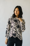 The Marty Scalloped Sweater in Taupe Floral