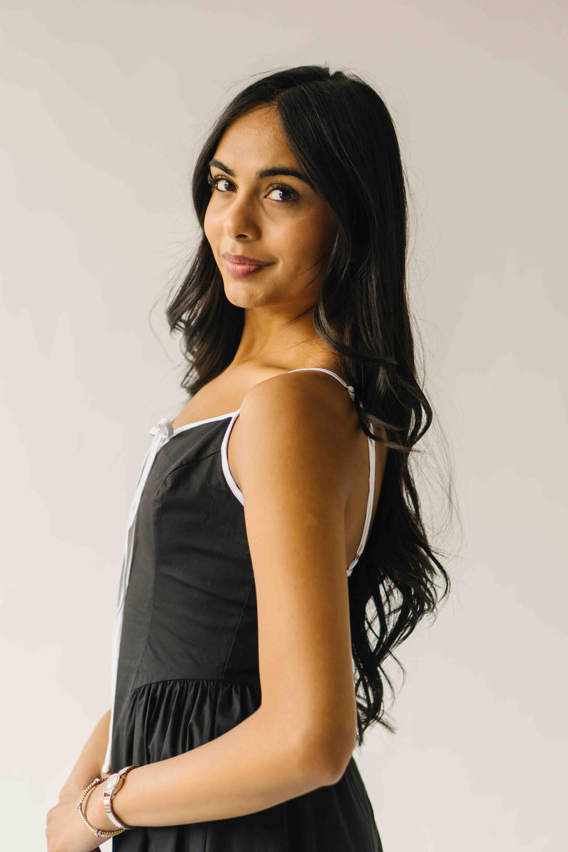 The Doxey Tie Detail Tank Dress in Black