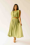 The Kalie Balloon Cropped Blouse in Olive Green
