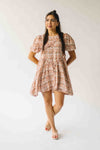 The Venice Puff Sleeve Floral Dress in Peachy Pink