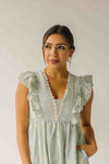 The Denton Floral Embroidered Midi Dress in Sage Gingham