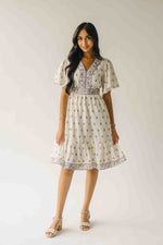 The Stallard Floral Patterned Dress in Ivory Multi