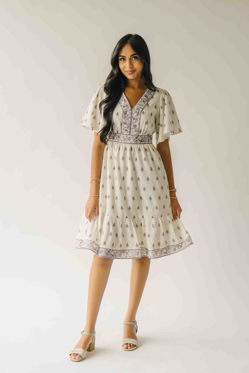 The Stallard Floral Patterned Dress in Ivory Multi