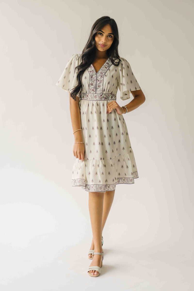 The Stallard Floral Patterned Dress in Ivory Multi