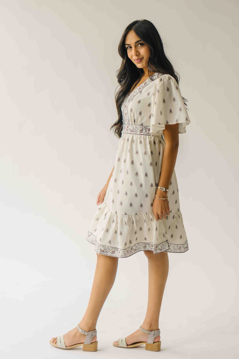The Stallard Floral Patterned Dress in Ivory Multi