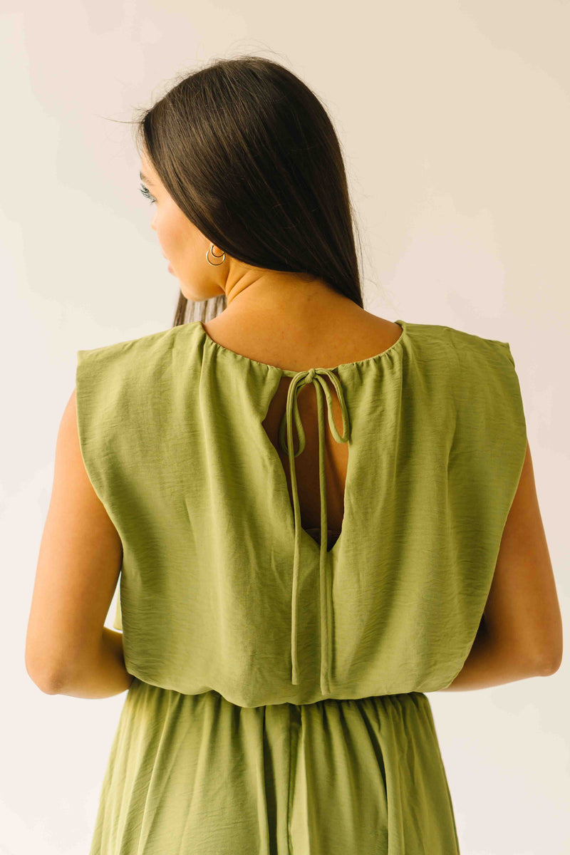The Kalie Balloon Cropped Blouse in Olive Green