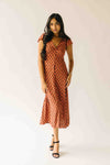 The Dennis Dotted Button-Up Midi Dress in Rust