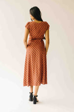 The Dennis Dotted Button-Up Midi Dress in Rust