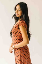 The Dennis Dotted Button-Up Midi Dress in Rust