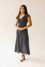 The Dennis Dotted Button-Up Midi Dress in Black