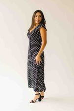 The Dennis Dotted Button-Up Midi Dress in Black
