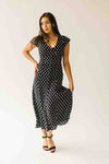 The Dennis Dotted Button-Up Midi Dress in Black
