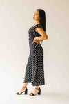 The Dennis Dotted Button-Up Midi Dress in Black