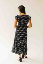 The Dennis Dotted Button-Up Midi Dress in Black