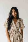 The Tressa Embroidered Detail Midi Dress in Tan + Brown