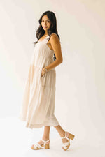 The Winslet Striped Maxi Dress in Beige